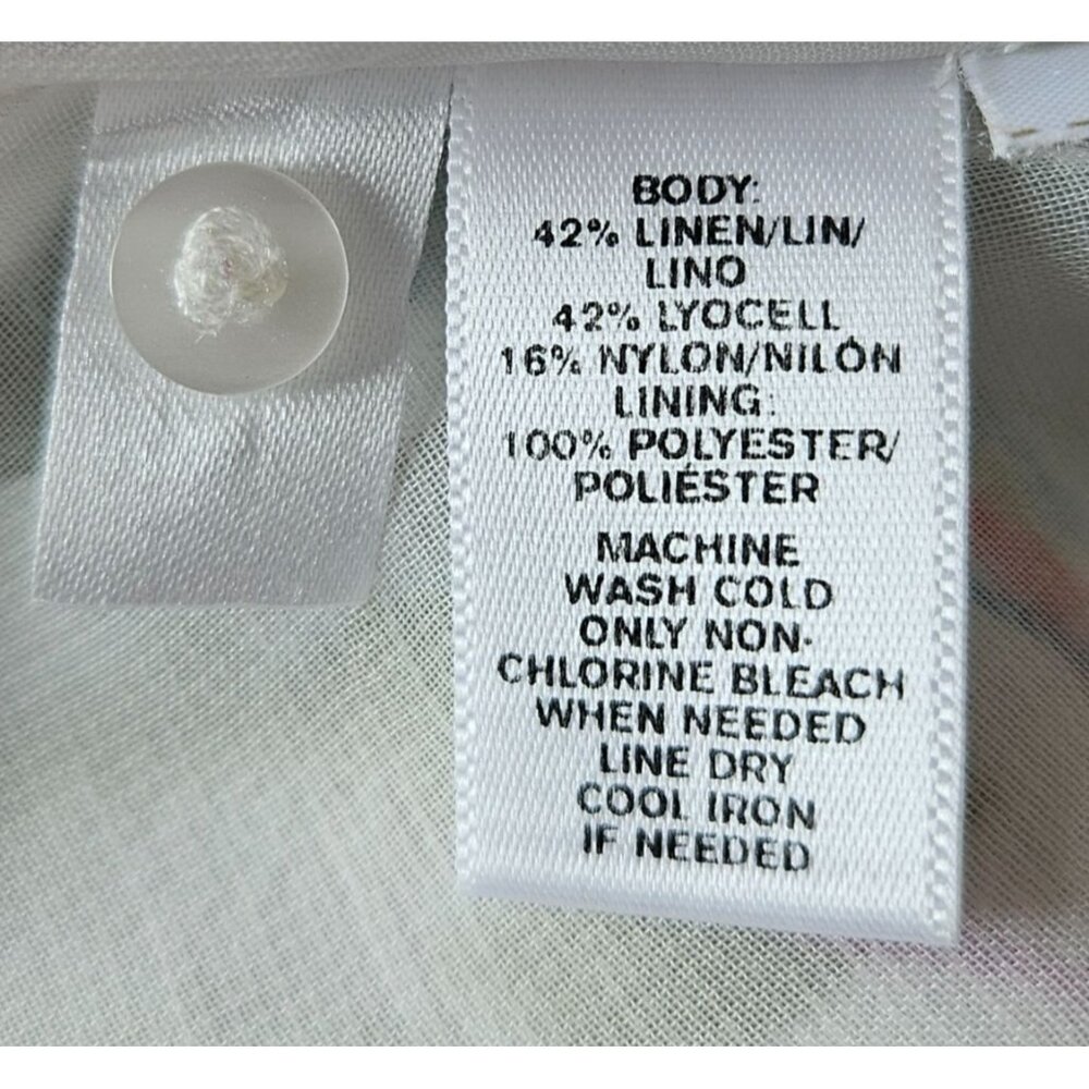 Loft Woman SZ S Linen Blend Blouse Sleeveless Keyhole Back Lined Floral Colorful - Picture 6 of 7